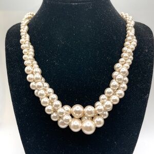 Monet Three Strand Faux Pearl New Choker Necklace